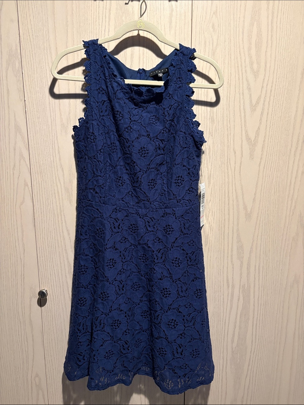 Tiana B. Navy Blue Lace Sleeveless Midi Dress